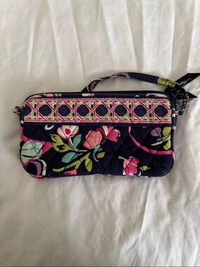 Vera Bradley Floral Wristlet - Navy Pink Green
